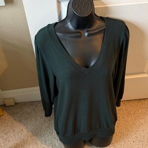 Michael Stars Dark Green V-Neck Sweatshirt